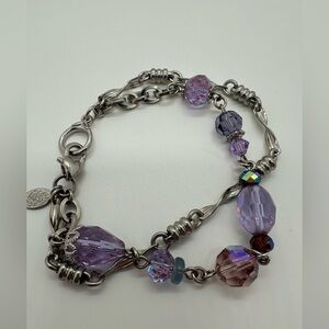 Kirk’s folly silver tone and purple double strand beaded bracelet